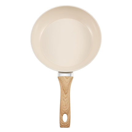 Frying Pan Skillet, Aluminum Egg Fry Pans, 3 Pcs (200, 240, 280 mm), Nonsitck Ceramic Heavy-Duty Skillets with Heat-Resistant Handle, Chef's Kitchen Cookware for Gas, Electric, Induction, Beige.