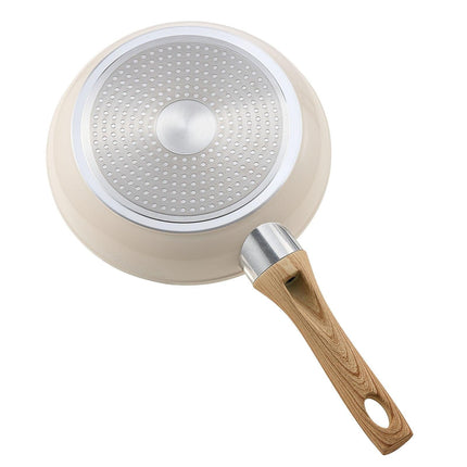 Frying Pan Skillet, Aluminum Egg Fry Pans, 3 Pcs (200, 240, 280 mm), Nonsitck Ceramic Heavy-Duty Skillets with Heat-Resistant Handle, Chef's Kitchen Cookware for Gas, Electric, Induction, Beige.