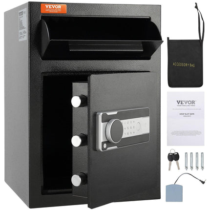 2.5 Cub Depository Safe, Deposit Safe with Drop Slot, Electronic Code Lock and 2 Emergency Keys, 20.27'' x 13.97'' x 13.97'' Business Drop Slot Safe for Cash, Mail in Home, Hotel, Office.