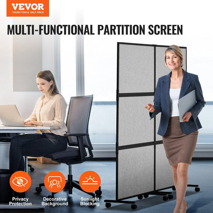 Acoustic Room Divider Partition Panel Privacy Screen 2 Pack Light Gray.