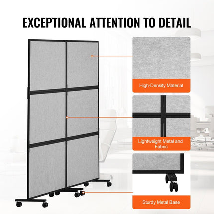 Acoustic Room Divider Partition Panel Privacy Screen 2 Pack Light Gray.