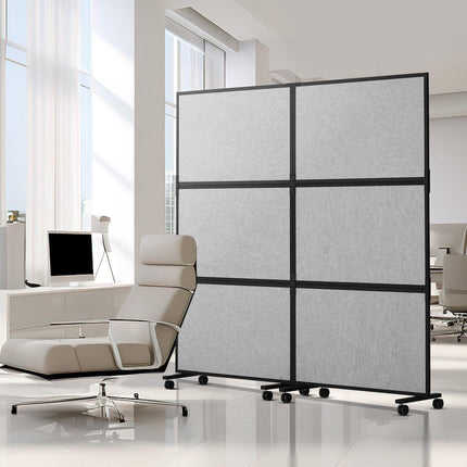 Acoustic Room Divider Partition Panel Privacy Screen 2 Pack Light Gray.