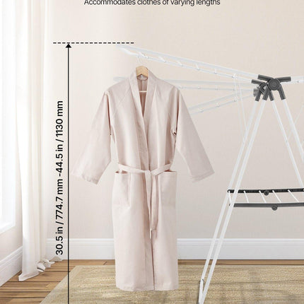 2-Tier Foldable Clothes Drying Rack with Sock Clips & 21 Drying Rods White.