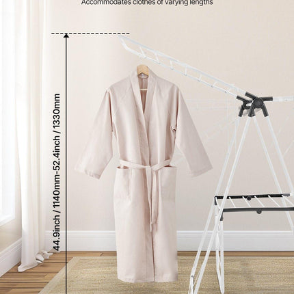 2-Tier Foldable Clothes Drying Rack with Sock Clips & 31 Drying Rods White.