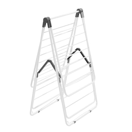 2-Tier Foldable Clothes Drying Rack with Sock Clips & 31 Drying Rods White.
