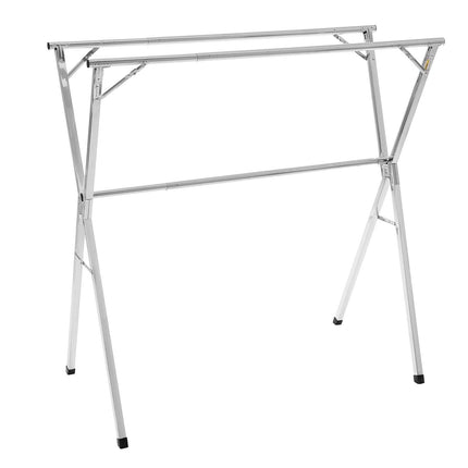 2-Tier Telescopic Clothes Drying Rack w/ 30 Windproof Holes & 2 Shoe Hooks.