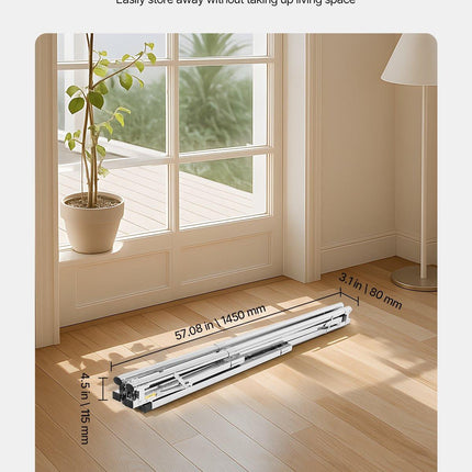 2-Tier Telescopic Clothes Drying Rack w/ 30 Windproof Holes & 2 Shoe Hooks.