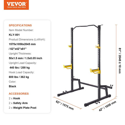 Squat Stand Power Rack Adjustable Heavy Duty Barbell Weight Stand Home Gym.
