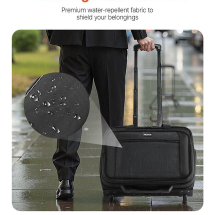 Rolling Laptop Bag 39.62 cm Wheeled Computer Bag for Women & Men Black.