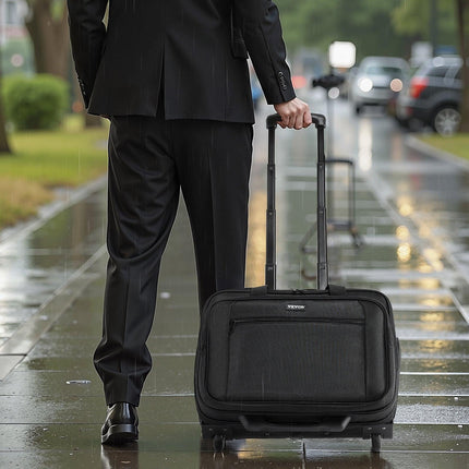 Rolling Laptop Bag 39.62 cm Wheeled Computer Bag for Women & Men Black.