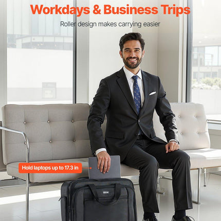 Rolling Laptop Bag 43.94 cm Wheeled Computer Bag for Women & Men Black.