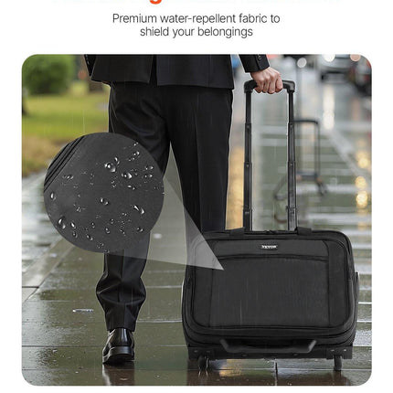 Rolling Laptop Bag 43.94 cm Wheeled Computer Bag for Women & Men Black.