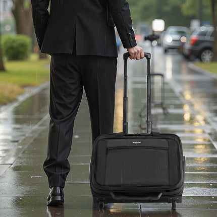 Rolling Laptop Bag 43.94 cm Wheeled Computer Bag for Women & Men Black.