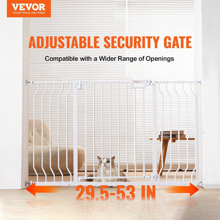Baby Gate, 749-1346 mm Extra Wide, 762 mm High, Dog Gate for Stairs Doorways and House, Easy Step Walk Thru Auto Close Child Gate Pet Security Gate with Pressure Mount and Wall Mount Kit, White.