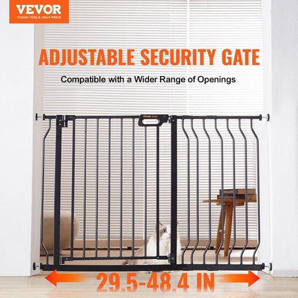 Baby Gate, 749-1229 mm Extra Wide, 762 mm High, Dog Gate for Stairs Doorways and House, Easy Step Walk Thru Auto Close Child Gate Pet Security Gate with Pressure Mount and Wall Mount Kit, Black.