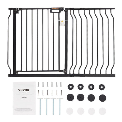 Baby Gate, 749-1229 mm Extra Wide, 762 mm High, Dog Gate for Stairs Doorways and House, Easy Step Walk Thru Auto Close Child Gate Pet Security Gate with Pressure Mount and Wall Mount Kit, Black.
