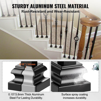 50 PCS Aluminum Alloy Baluster Flat Shoes Wrought Spindles for Staircase.