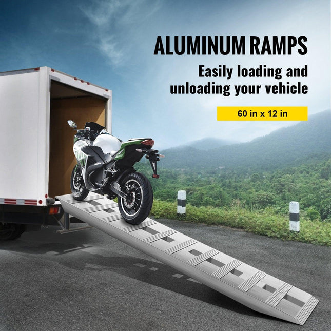VEVOR 60' X 12' X 2.5'Aluminum Trailer Ramps 6000LBS Total Beavertail Hook End 1 Pair 2 Ramps.