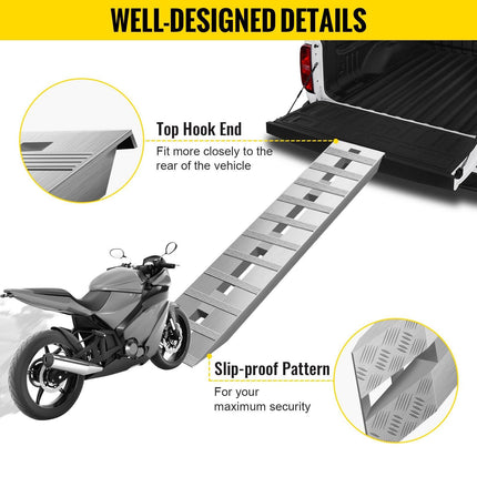 VEVOR 60' X 12' X 2.5'Aluminum Trailer Ramps 6000LBS Total Beavertail Hook End 1 Pair 2 Ramps.