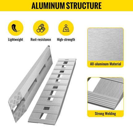 VEVOR 60' X 12' X 2.5'Aluminum Trailer Ramps 6000LBS Total Beavertail Hook End 1 Pair 2 Ramps.