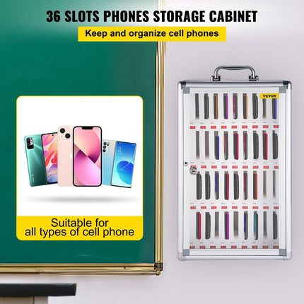 Cell Phones Storage Cabinet Clear Pocket Chart Storage Locker Box 36 Slots.