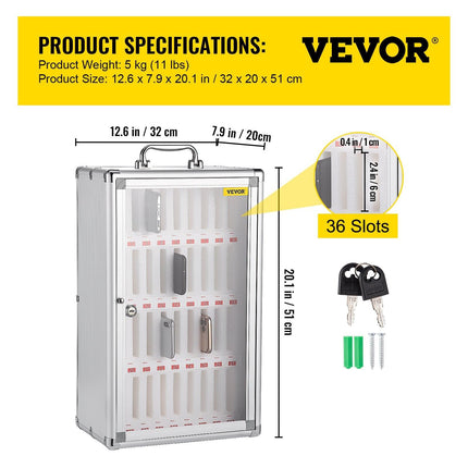 Cell Phones Storage Cabinet Clear Pocket Chart Storage Locker Box 36 Slots.