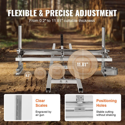 Chainsaw Mill 14"-36" Guide Bar and 9 ft Aluminum Rail Mill Guide System.