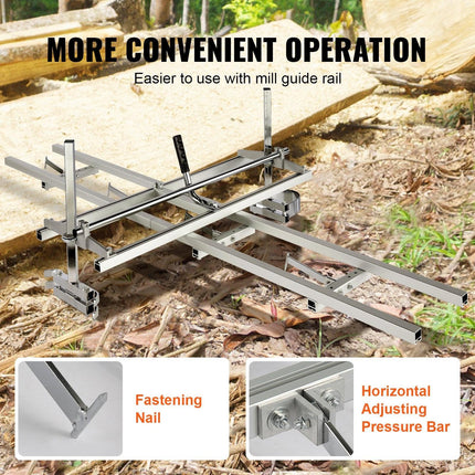 Chainsaw Mill 14"-36" Guide Bar and 9 ft Aluminum Rail Mill Guide System.