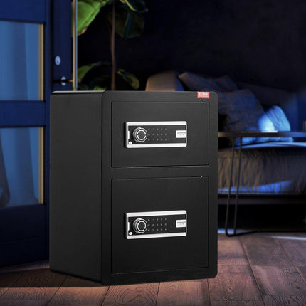 Double Door 3.5 cu.ft Safe Box with Key Lock Password Fireproof Bag Black.