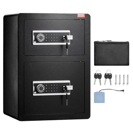 Double Door 3.5 cu.ft Safe Box with Key Lock Password Fireproof Bag Black.