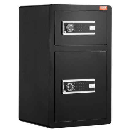 Double Doors 4.5 cu.ft Safe Box with Key Lock & Password, Safe Lock Box with Fireproof Bag, Key Rack, LED Light and 2 Height Adjustable and Removable Divider for Money, Documents, Jewelry and Valuables, Black.