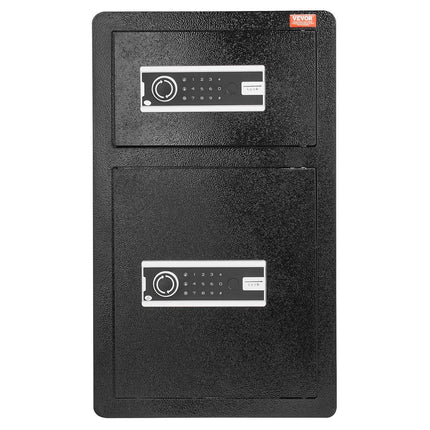 Double Doors 4.5 cu.ft Safe Box with Key Lock & Password, Safe Lock Box with Fireproof Bag, Key Rack, LED Light and 2 Height Adjustable and Removable Divider for Money, Documents, Jewelry and Valuables, Black.