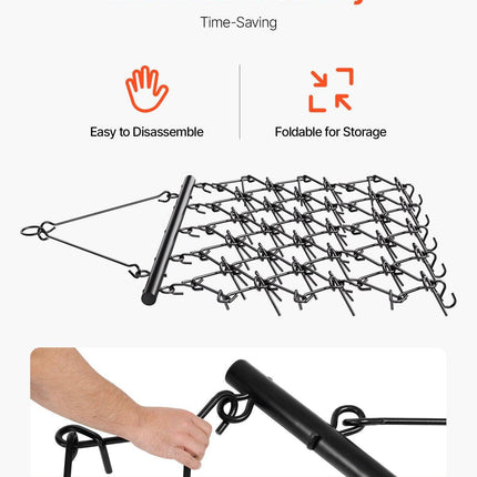 Drag Harrow, 5 x 4.5 ft Durable Chain Harrow with 60 Sharp Teeth, Suitable for ATV UTV Tractor, Ideal for Soil Preparation, Seeding, Smoothing Landscapes, and Yard Gravel Driveway Maintenance.