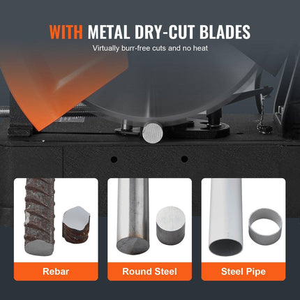 Chop Saw, 14"/355mm Blade Diameter Cut Off Saw, 2800W 1200RPM Steel Cutting Machine, Adjustable Dry Cut Chop Saw, Miter Saw for Cutting Metal Cold Cut Saw for Steel/Rebar/Iron/Aluminum.