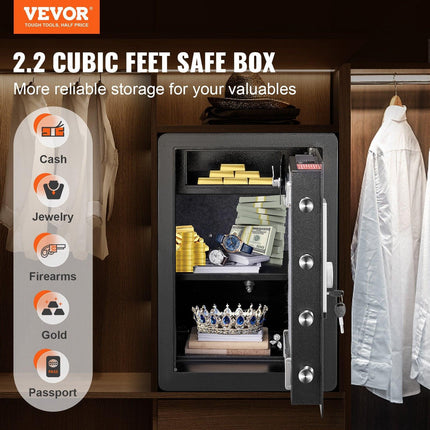 Safe 2.2 Cubic Feet Home Safe Steel for Cash Gold 15.75x13x23.6 inch.