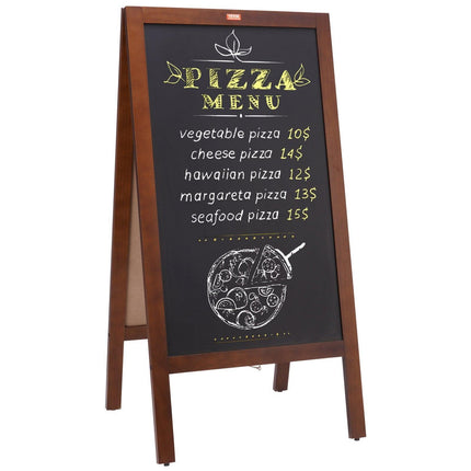 VEOVR A Frame Chalkboard Sign, 50x102 cm Double-Sided Sidewalk Signs, Freestanding Vintage Wooden Chalk Board with Chalks & Magnetic Eraser, Rustic Brown Outdoor Sandwich Board Kitchen Home Wedding.