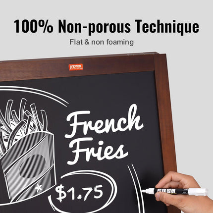 VEOVR A Frame Chalkboard Sign, 50x102 cm Double-Sided Sidewalk Signs, Freestanding Vintage Wooden Chalk Board with Chalks & Magnetic Eraser, Rustic Brown Outdoor Sandwich Board Kitchen Home Wedding.