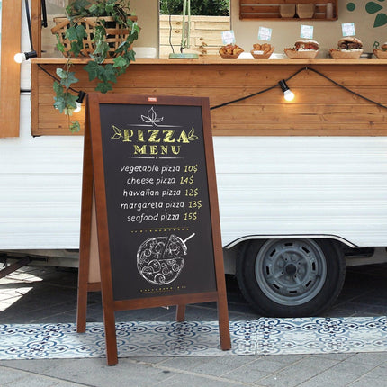 VEOVR A Frame Chalkboard Sign, 50x102 cm Double-Sided Sidewalk Signs, Freestanding Vintage Wooden Chalk Board with Chalks & Magnetic Eraser, Rustic Brown Outdoor Sandwich Board Kitchen Home Wedding.