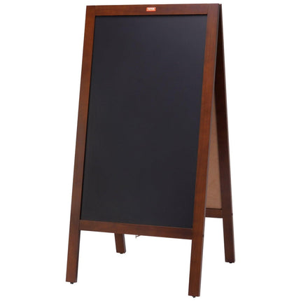 VEOVR A Frame Chalkboard Sign, 50x102 cm Double-Sided Sidewalk Signs, Freestanding Vintage Wooden Chalk Board with Chalks & Magnetic Eraser, Rustic Brown Outdoor Sandwich Board Kitchen Home Wedding.