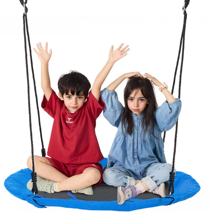Tree Swing, 40 Inch Saucer Swing, 750lbs Weight Capacity, 900D Oxford Fabric Swing Seat with 2 Tree Hanging Straps and Adjustable Multi-Strand Ropes, Round Swing for Kids Outdoor, Blue.