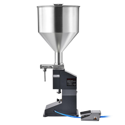 Pneumatic Paste Liquid Filling Machine, 5-50ml Bottle Filler, Bottle Filling Machine, Stainless Steel Liquid Filler with Pedal for Milk Water Juice Essential Oil Shampoo Cosmetic Honey Lotion.