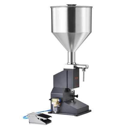 Pneumatic Paste Liquid Filling Machine, 5-50ml Bottle Filler, Bottle Filling Machine, Stainless Steel Liquid Filler with Pedal for Milk Water Juice Essential Oil Shampoo Cosmetic Honey Lotion.
