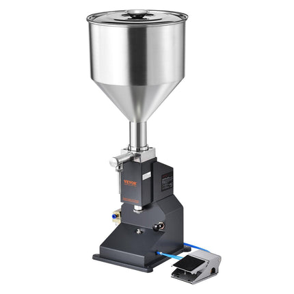 Pneumatic Paste Liquid Filling Machine, 5-50ml Bottle Filler, Bottle Filling Machine, Stainless Steel Liquid Filler with Pedal for Milk Water Juice Essential Oil Shampoo Cosmetic Honey Lotion.