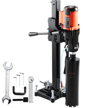 Diamond Core Drilling Machine, 8in Wet&Dry Concrete Core Drill Rig with Stand, 750RPM Speed & 1-1/4" 5/8" Thread & Lifting Handle, 8in Drilling Diameter for Concrete Brick Block Stone, 2500W.
