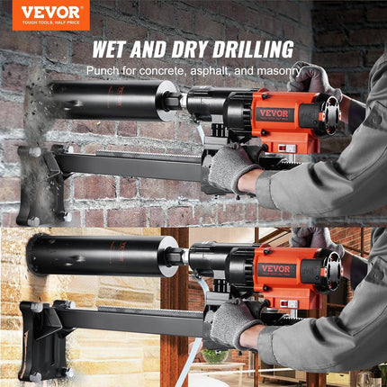 Diamond Core Drilling Machine, 8in Wet&Dry Concrete Core Drill Rig with Stand, 750RPM Speed & 1-1/4" 5/8" Thread & Lifting Handle, 8in Drilling Diameter for Concrete Brick Block Stone, 2500W.