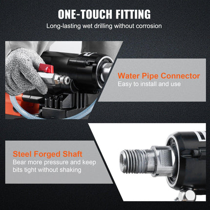 Diamond Core Drilling Machine, 8in Wet&Dry Concrete Core Drill Rig with Stand, 750RPM Speed & 1-1/4" 5/8" Thread & Lifting Handle, 8in Drilling Diameter for Concrete Brick Block Stone, 2500W.
