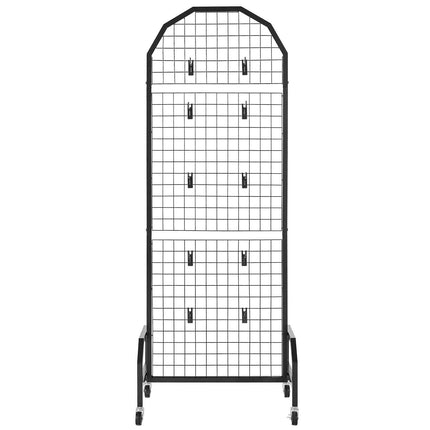 2 Packs Grid Wall Panels, 600 x 1640mm Wire Grid Panels Display Rack, Movable Art Display Shelf with Wheels and 20 Hooks, Black Carbon Steel Gridwall for Craft Show, Decor, Storage, Notice Board.