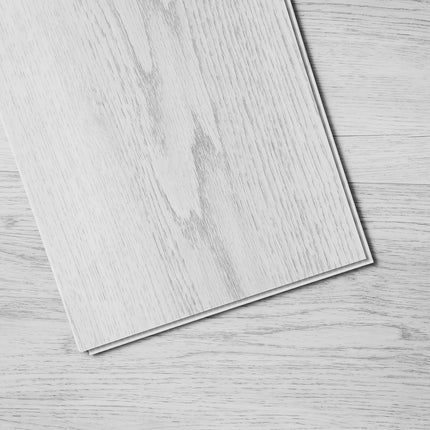 Interlocking Vinyl Floor Tiles 48 x 7.3 inch, 10 Tiles 5.5mm Thick Snap Together, Light Gray Wood Grain DIY Flooring for Kitchen, Dining Room, Bedrooms & Bathrooms, Easy for Home Decor.