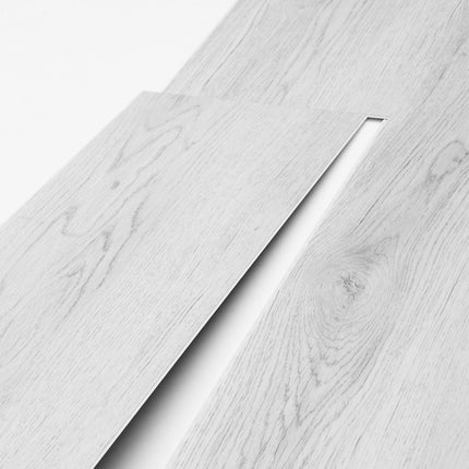 Interlocking Vinyl Floor Tiles 48 x 7.3 inch, 10 Tiles 5.5mm Thick Snap Together, Light Gray Wood Grain DIY Flooring for Kitchen, Dining Room, Bedrooms & Bathrooms, Easy for Home Decor.