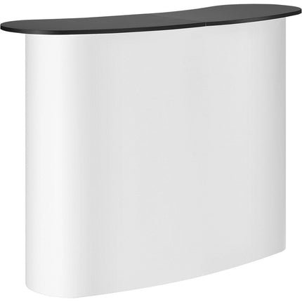 Portable Tradeshow Podium Table, 1300 x 465 x 950 mm, Display Exhibition Counter Stand Booth Fair with Wall, Foldable Promotion Retail Bar Table Pop Up Podium with Storage Rack, Carrying Bag.